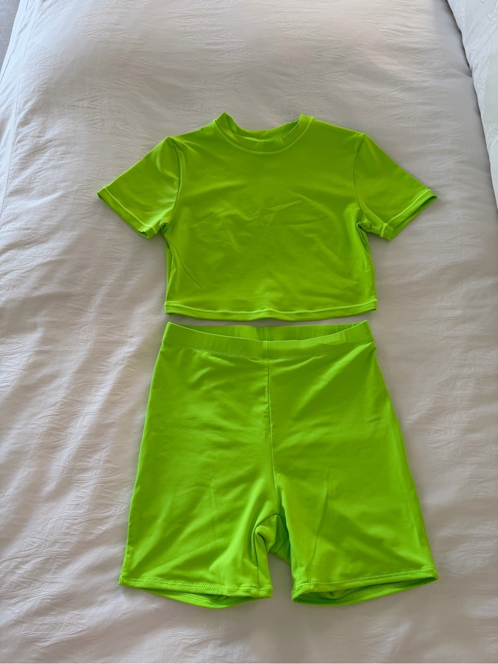 SKIMS Neon Lime Active Crop Top & Shorts Set
